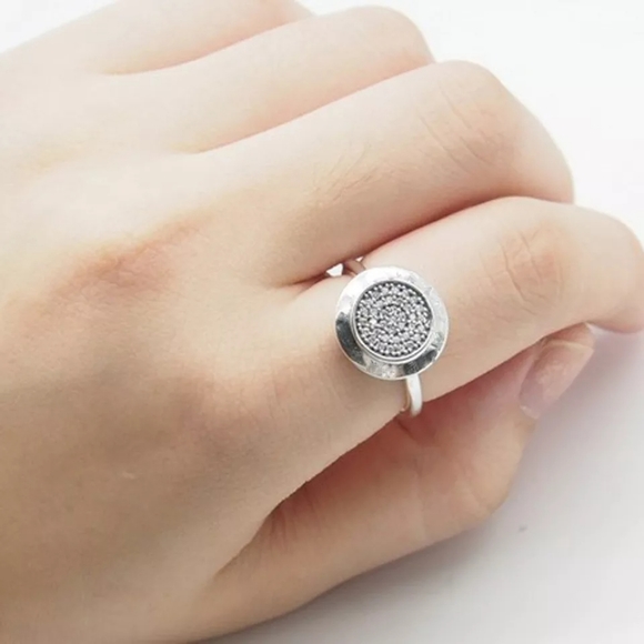 Pave Inlaid Diamond Circle Ring | 925 Sterling Silver - Picture 2 of 15